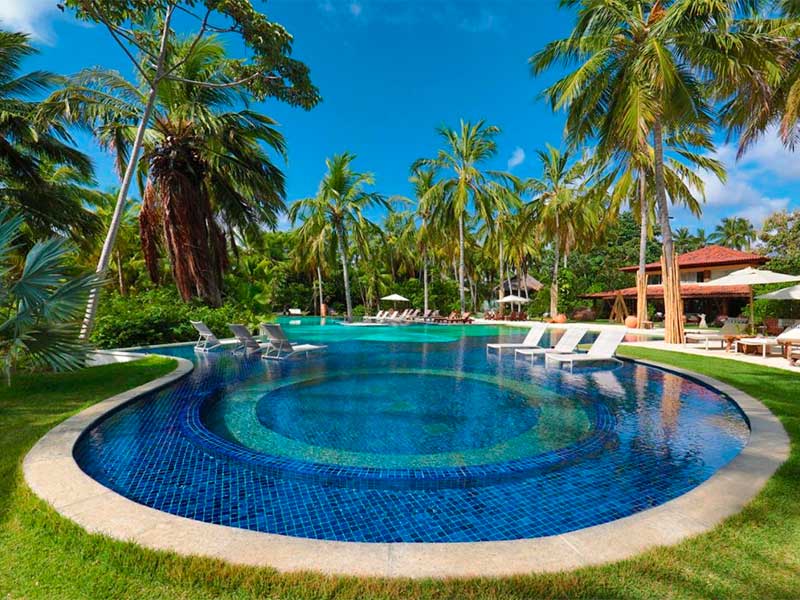 Piscina da Camurim Grande em meio a um jardim em Maragogi