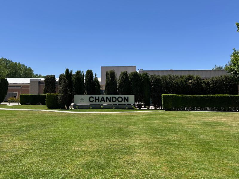 Área externa da Chandon, dica de o que fazer em Mendoza, em dia de céu azul